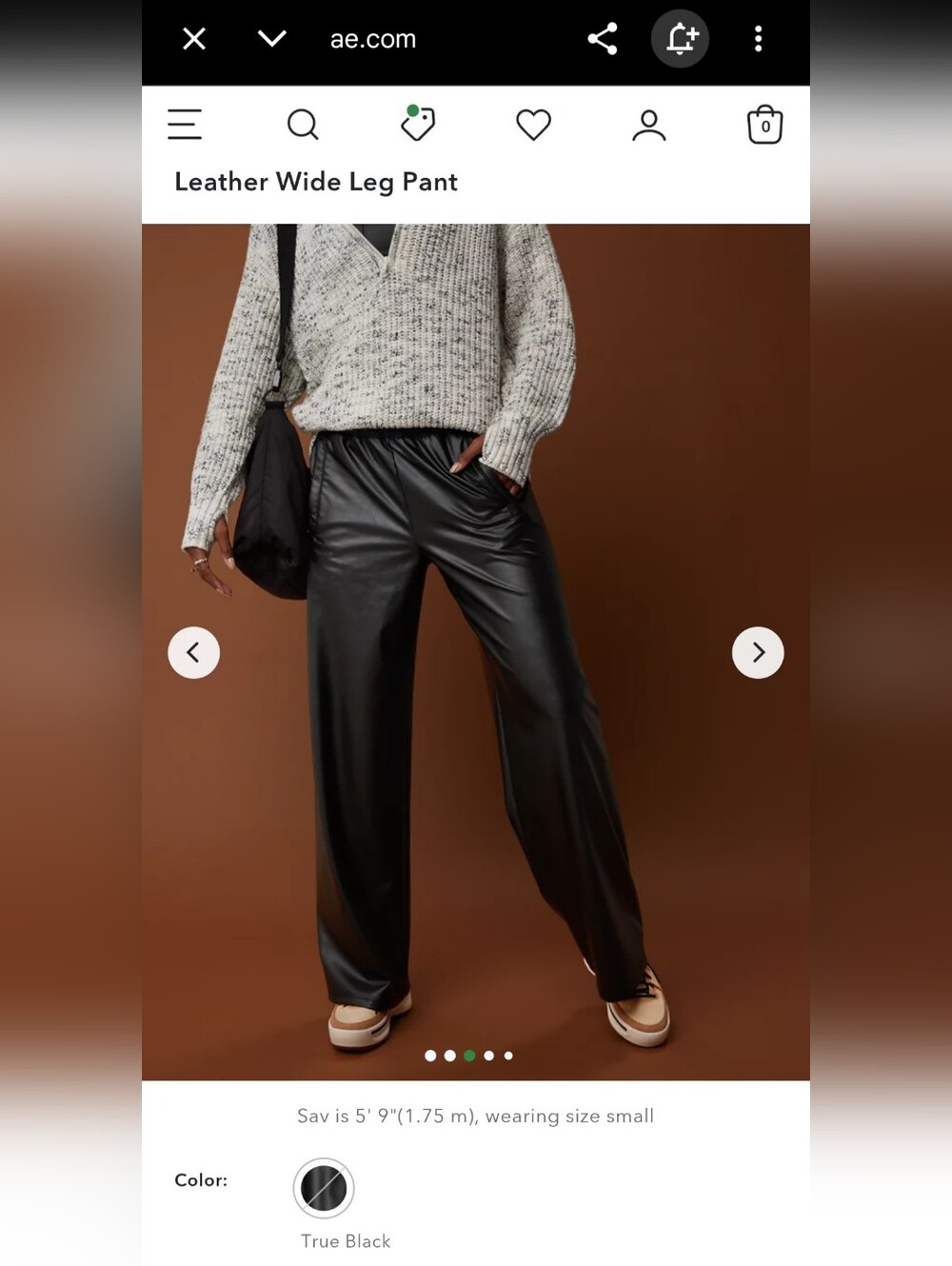 NEW. OFFLINE by Aerie Real Luxe Faux Leather Wide Leg Pants in True Black MEDIUM - Picture 6 of 10